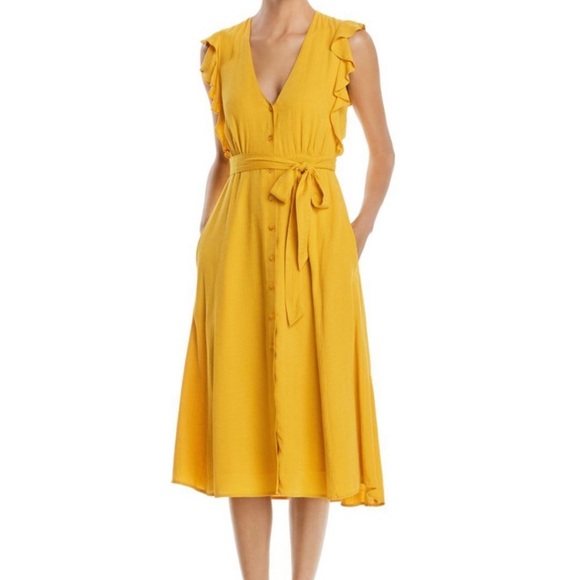 1. State Button Front Belted Midi Dress - Picture 2 of 8